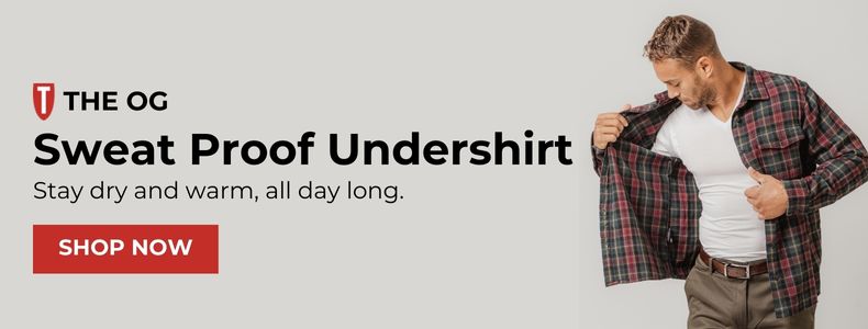 Fight cold sweats with men's sweat proof undershirts by Thomposon Tee and shop now Fight cold sweats with men's sweat proof undershirts by Thomposon Tee and shop now